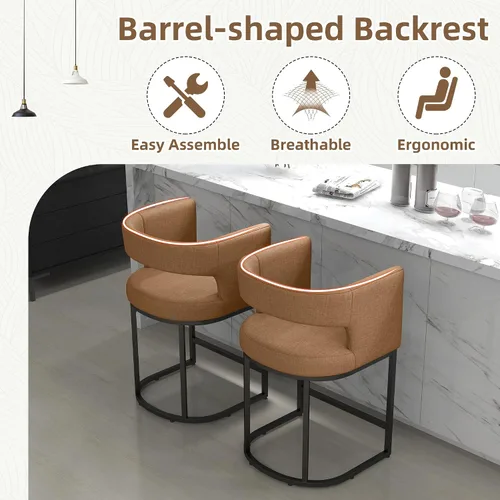 Vista 4 de ABET 26" Linen Counter Height Bar Stools Set of 1 for Kitchen Island, Brown