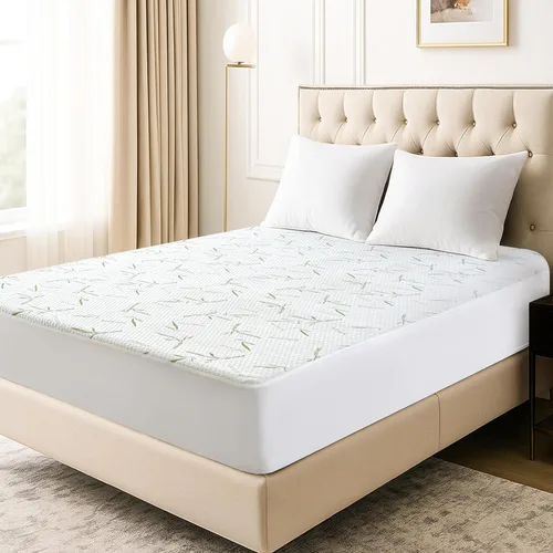Vista 8 de Hannah Linen Protector de colchón de bambú, 100% impermeable, funda de colchón individual – Funda de colchón de bolsillo profundo ajustable de hasta