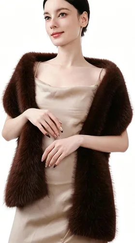 Vista 19 de Dikoaina Bufanda de invierno para mujer de piel sintética, con cuello, tipo envoltura, de piel sintética Beige
