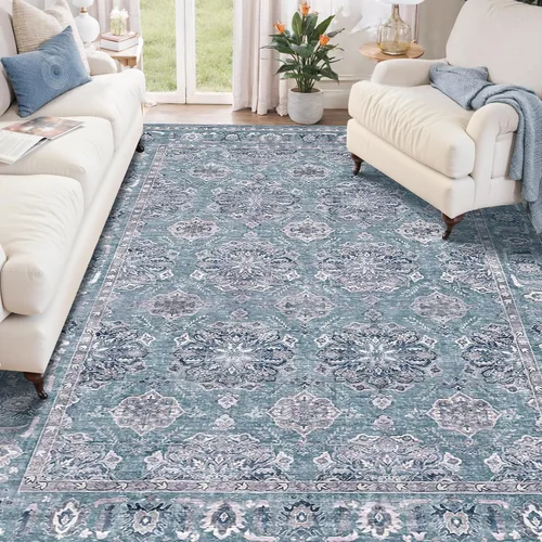 Vista 33 de SERISSA - Tapetes florales vintage, antideslizante, lavable, pequeño, ultrasuave, bohemio, de pelo bajo, para entrada, interiores, habitación