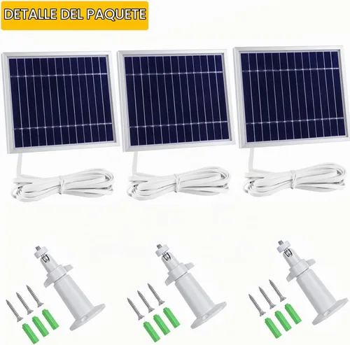 Vista 7 de iTODOS El panel solar funciona para cámaras Arlo Pro y Arlo Pro2, cable de alimentación de 11.8 pies y montaje ajustable (paquete de 3, plateado)