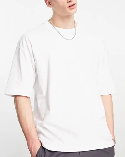 Vista 2 de Camiseta casual de algodón de manga corta con cuello redondo para hombre
