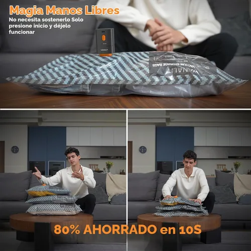 Vista 5 de Bolsas de vacío para viajes con bomba inalámbrica para equipaje o maleta Negro