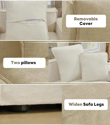 Vista 6 de WILLOVE Juego de sofá modular modular, sofá nube de felpilla con reposabrazos anchos y 8 almohadas, sofás de asiento profundo para sala de estar, 4
