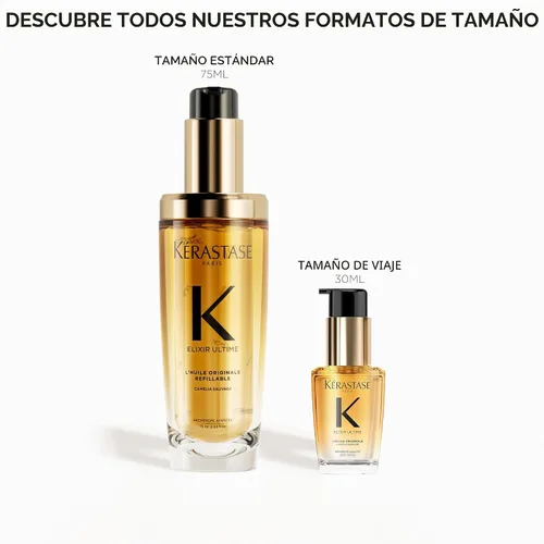 Vista 10 de KERASTASE Aceite para el cabello recargable Elixir Ultime Suero de aceite hidratante para suavizar el encrespamiento y añadir brillo Con Camelia