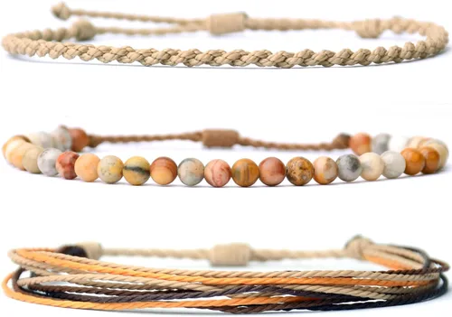 Vista 30 de Pulsera curativa hecha a mano con cuentas de piedra natural, regalo para hombres, pulsera de cuerda ajustable