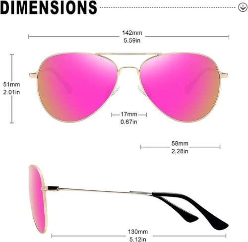 Vista 5 de WOWSUN Classic Polarized Aviator Sunglasses for Women Men with Case