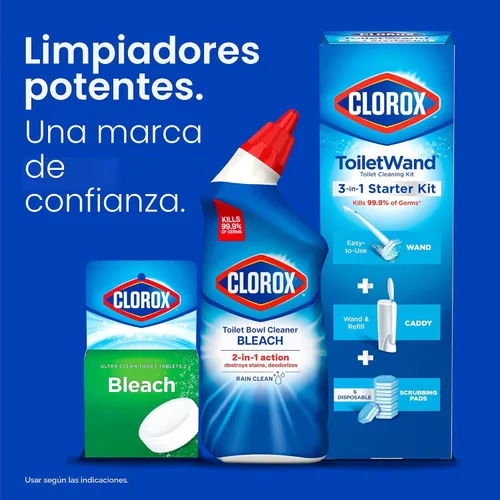 Vista 7 de Clorox Limpiador de inodoro con blanqueador, limpiador de lluvia, 24 onzas