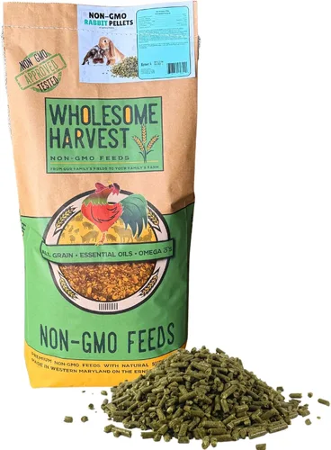Vista 9 de Pellets de conejo sin OMG, 10 libras, 18% de proteína, 1.1% de calcio, pellets de comida para conejo con heno de alfalfa, apoya la digestión