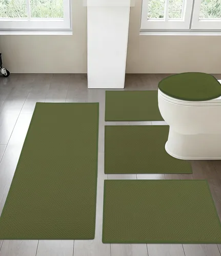 Vista 8 de YIHOUSE Juego de 2 tapetes de baño ultrafinos de secado rápido, tapete de baño absorbente para baño, antideslizante, lavable a máquina (beige)