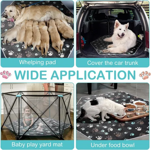 Vista 4 de Preboun 4 piezas de 47 pulgadas, tapete hexagonal impermeable para corralito de indias, tapete reutilizable para corralito de perros pequeños, jaula
