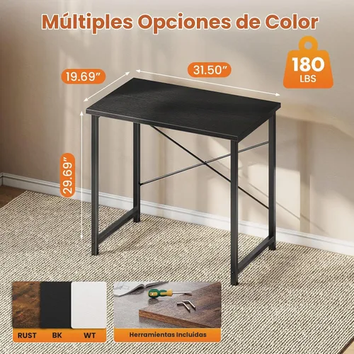 Vista 3 de Sweetcrispy Escritorio pequeño para computadora de 32 pulgadas para Negro