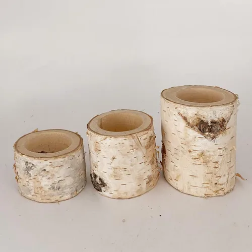 Vista 2 de Portavelas rústico de madera para decoración de mesa de madera para decoración de fiesta (paquete de 3 alturas surtidas)