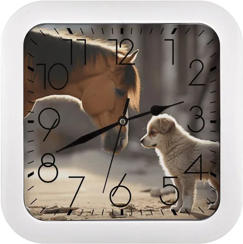 Vista 17 de 10" Square Modern Wall Clock,Animal Feathers Print Kitchen Clocks Wall Battery Operated,Silent Non Ticking Unique Funny Cute Wall Clock for Living