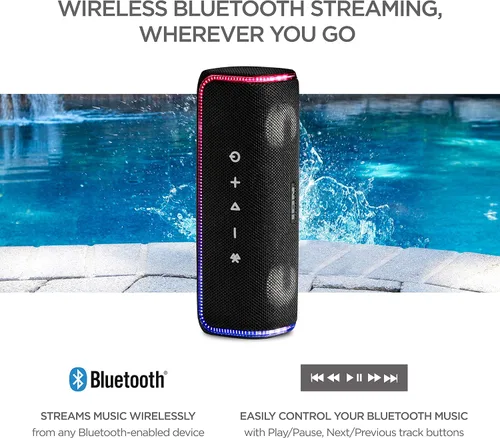 Vista 5 de ION Audio Slam Jam-IPX7 - Altavoz Bluetooth impermeable con micrófono, batería recargable, 15 sonidos de batería, entrada auxiliar y puerto de carga