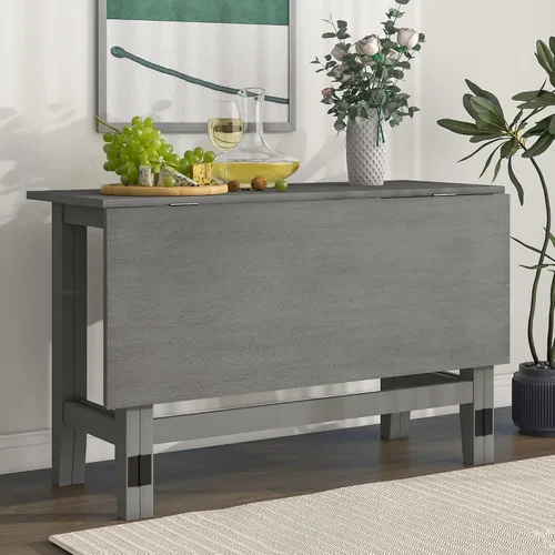 Vista 2 de Knocbel Mesa de comedor plegable rectangular para 2 a 4 personas, cocina de madera, comedor, bar, pub, bistró, muebles de espacio pequeño, altura