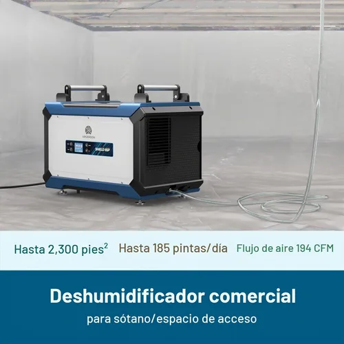 Vista 3 de ARGENDON Deshumidificador comercial de 180 pintas con bomba para espacio de Azul y Blanco