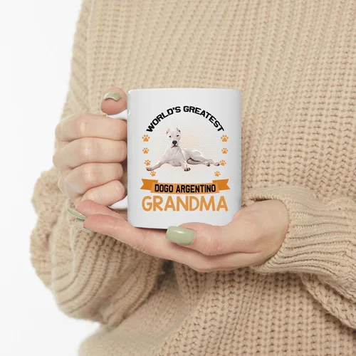 Vista 3 de World's Greatest Lying Dogo Argentino Dog Grandma Regalos para mujeres Divertida taza de café de cerámica blanca Taza de té de cerámica blanca 11oz