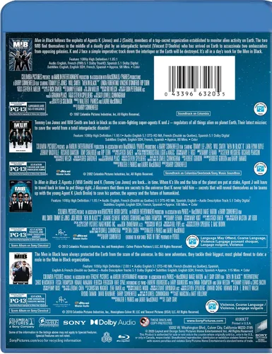 Vista 3 de Men in Black (1997) Men in Black 3 Men in Black II Men in Black International - Set Blu-ray