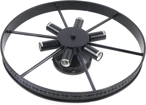 Vista 6 de Lámpara de techo con rueda de carro, 6 luces rústicas de estilo rústico semiempotrado, lámpara de techo industrial para cocina, isla, comedor