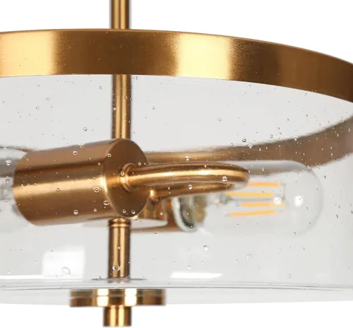 Vista 7 de classy leaves Lámpara de techo semiempotrada, moderna lámpara de techo dorada con vidrio sembrado de tambor, 2 luces de techo para dormitorio