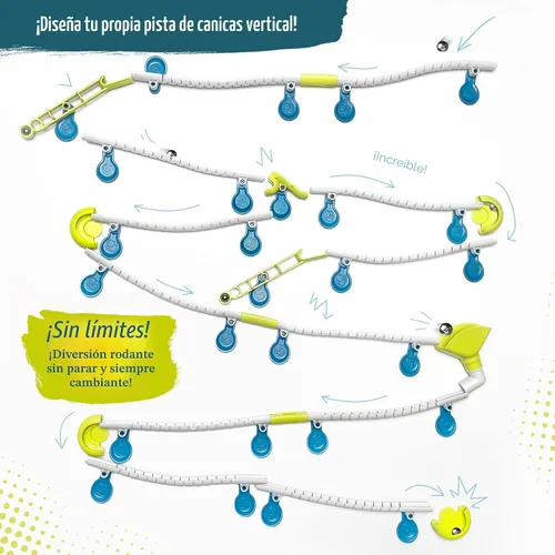 Vista 2 de Gecko Run Marble Run - Juego de iniciación por Thames & Kosmos, ganador del juguete del año - Pista de Canicas Vertical de 63 Piezas, pistas