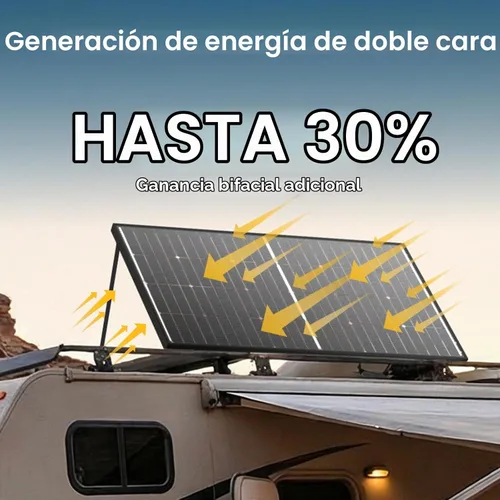 Vista 4 de BougeRV Panel solar bifacial de 200 W 16BB de tipo N de 24 V, para caravana, campamento, barco, techo de cabaña o carga de batería de litio