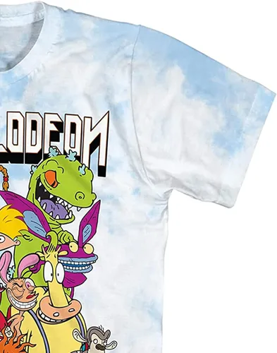 Vista 6 de Nickelodeon Camisa de dibujos animados de los años 90 para hombre, Rugrats Hey Arnold Ren & Stimpy Rocko's Modern Life Tie Dye Camiseta