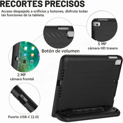 Vista 8 de AVAWO funda para iPad 9.7" 2017, para niños., Negro