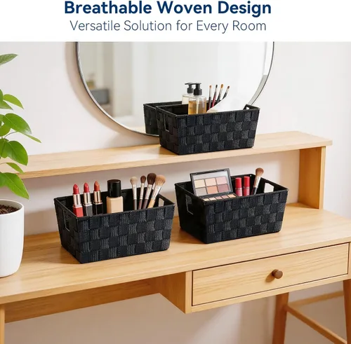 Vista 6 de Whitmor 6581-2712-BLK Bolsa pequeña con correa tejida para estante, negra