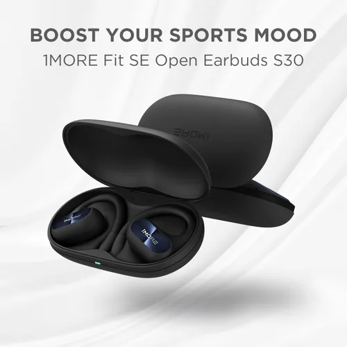 Vista 4 de 1MORE Fit SE S30 - Auriculares inalámbricos Bluetooth con 4 micrófonos para llamadas claras, auriculares deportivos con diseño dividido con ganchos
