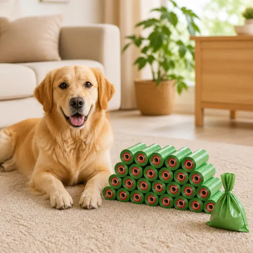 Vista 4 de Bolsas de excremento para perros, 225 bolsas de perro para excrementos, sin perfume, 15 rollos de repuesto, 9 x 13 pulgadas de grosor para perros