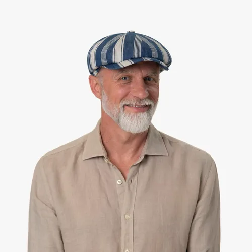 Vista 2 de Stetson Hatteras Twotone Stripes - Gorra plana para hombre, fabricada en Alemania