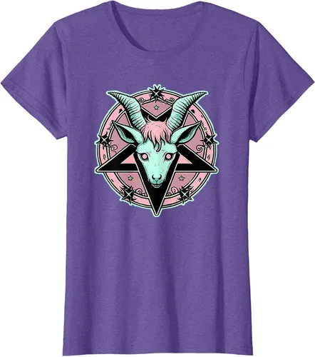 Vista 18 de Camiseta Kawaii Paste Creepy Goat Pentacle, Negro