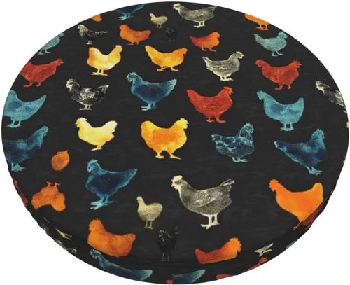 Vista 10 de Ouqiuwa Funda redonda para taburete de bar con diseño de mariposa, diseño de gato, color negro Reloj Gato Negro Mariposa