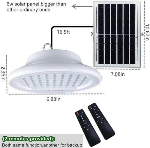 Vista 6 de HULPPRE Luz solar para cobertizo diurno o nocturno, 96 LED luz solar blanca más brillante para interiores y exteriores con 2 controles remotos