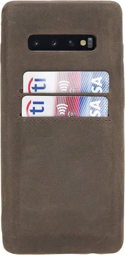 Vista 42 de HARDISTON Funda de piel auténtica hecha a mano para Samsung Galaxy Note 8, funda a presión con 2 ranuras para tarjetas de crédito, carga Marrón