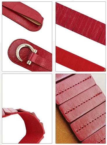 Vista 44 de TeeYee Cinturones de cuero elásticos renacentistas cintura elástica retro cinturón vintage moda medieval cinturón gancho cinturón