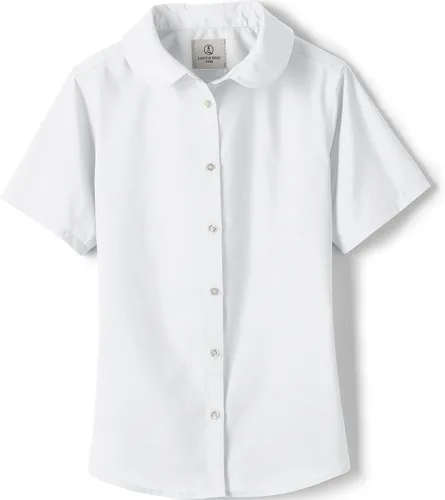 Vista 2 de Lands' End Camisa de tela ancha con cuello Peter Pan de manga corta para niñas de uniforme escolar