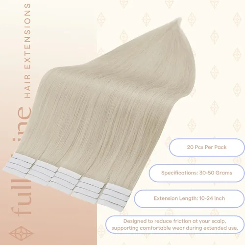 Vista 12 de Full Shine - Extensiones de cabello humano con cinta, mezcla de rubio hongo # 8 castaño ceniza resaltado 60 rubio ceniza