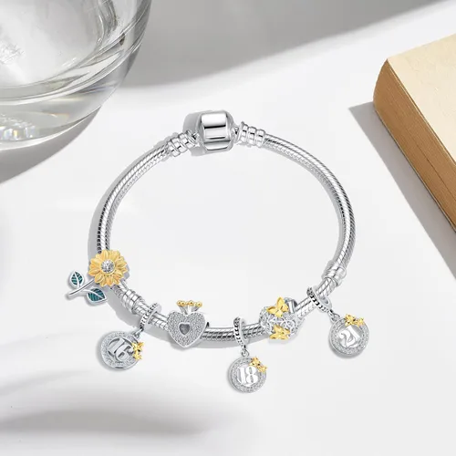 Vista 3 de Feliz cumpleaños 16 18 21 40 50 años de amor encanto mariposa para pulsera europea