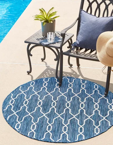 Vista 28 de Unique Loom Outdoor Trellis Collection - Alfombra de área con diseño de enrejado (2 x 6 pies 1 pulgada, azul/marfil)