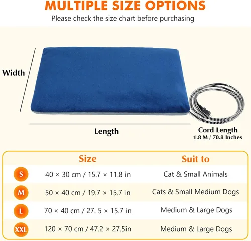 Vista 9 de Almohadilla térmica para gatos Pecute para interior y exterior, impermeable IPX7, almohadilla térmica para perros con auto-inflación para mayor