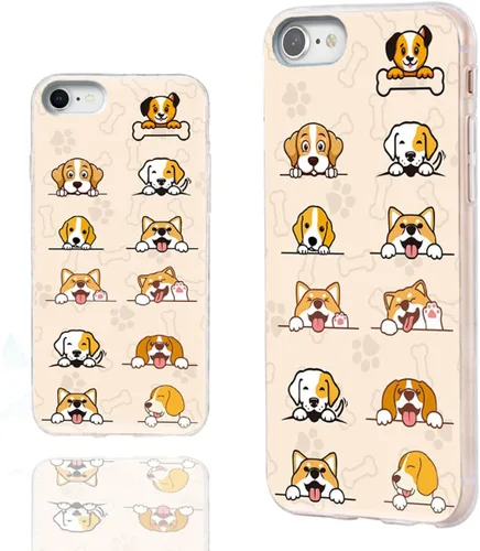Vista 26 de Funda protectora delgada de goma TPU suave para iPhone SE 2022/2020/8/7/6S/6, funda protectora de goma TPU suave, lindo perro corgi de dibujos Un