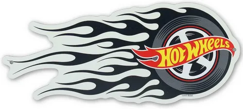 Vista 9 de Mattel Hot Wheels Thundershift 500 Letrero Redondo de Metal Vintage – Letrero de Hot Wheels para Dormitorio de Niños, Sala de Juegos o Caverna