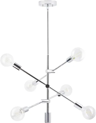Vista 6 de Linea di Liara Stella - Lámpara Sputnik mediana negra de mediados de siglo, moderna lámpara de araña de techo Sputnik, lámpara colgante Starburst