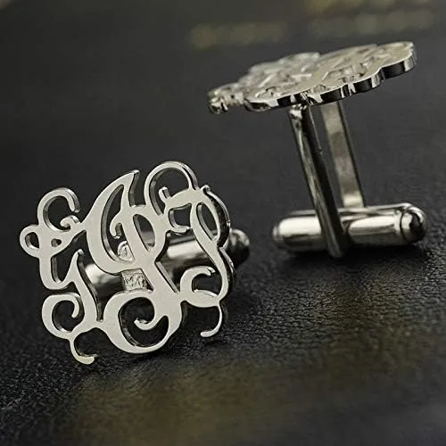 Vista 3 de AILIN Gemelos personalizados para hombre, acero inoxidableplata de ley 925, gemelos personalizados para negocios, bodas, día del padre, regalos