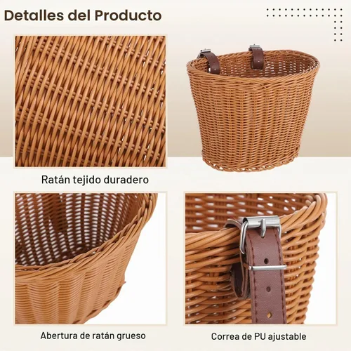 Vista 3 de Cesta de bicicleta para niños, cesta colgante de bicicleta con cinturones de poliuretano ajustables, resistente a la intemperie, cesta