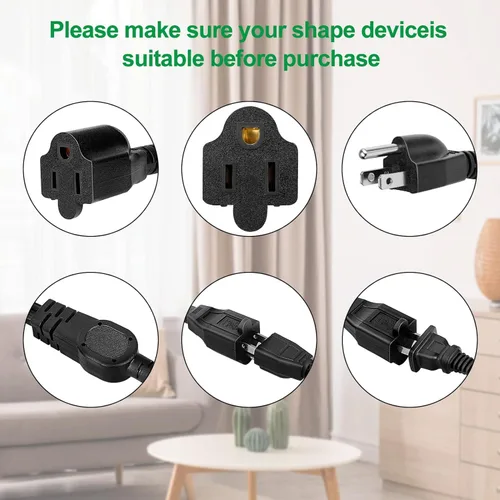 Vista 3 de Cable de extensión de alimentación de 1 a 3 divisor en Y, protector de salida de cable resistente de 3 clavijas para interiores y exteriores, NEMA