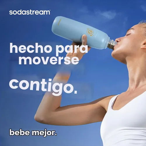 Vista 8 de sodastream Fizz & Go Cool, Botella de agua carbonatada de acero inoxidable de 0.9 L, botella de metal aislada para agua con gas, compatible